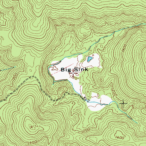 Topographic Map of Big Sink, TN