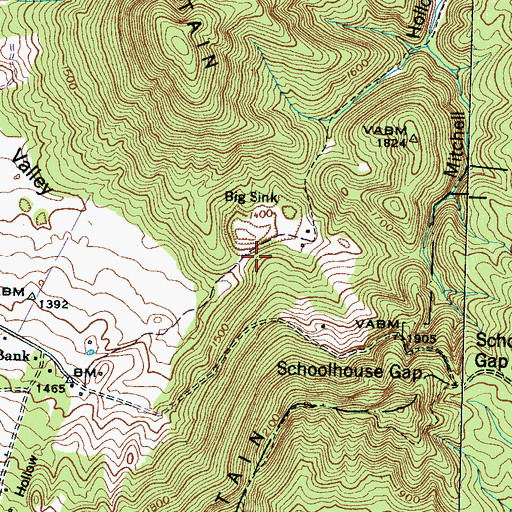 Topographic Map of Big Sink, TN