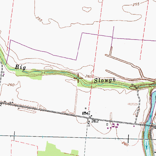 Topographic Map of Big Slough, TN