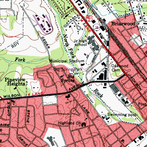 Topographic Map of Big Spring, TN