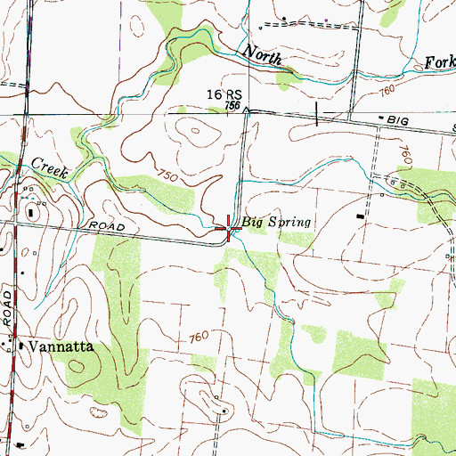 Topographic Map of Big Spring, TN
