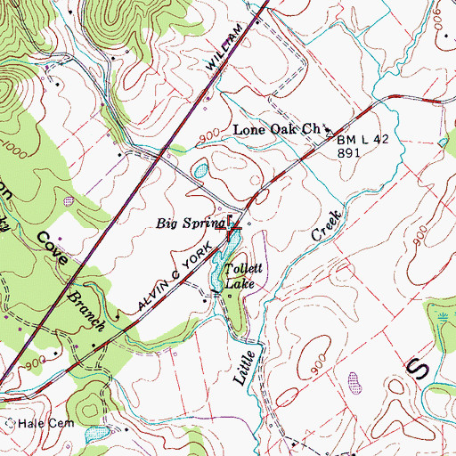 Topographic Map of Big Spring, TN