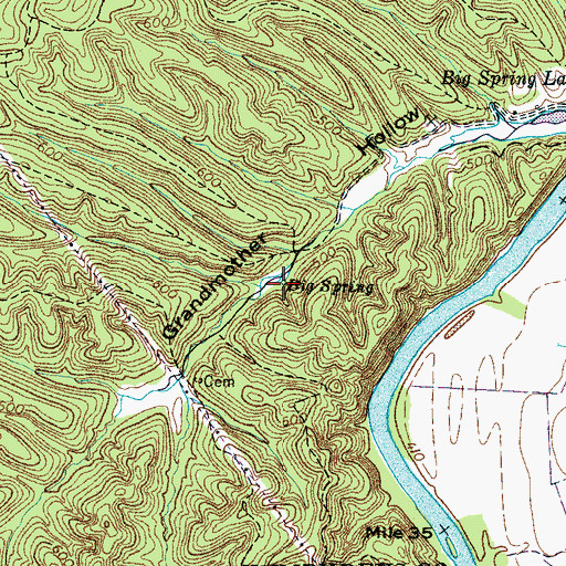Topographic Map of Big Spring, TN