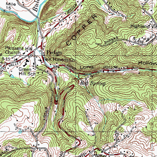Topographic Map of Big Spring, TN