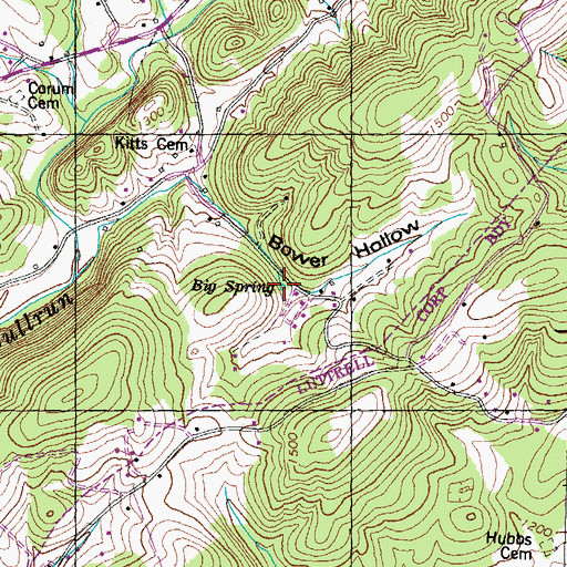 Topographic Map of Big Spring, TN