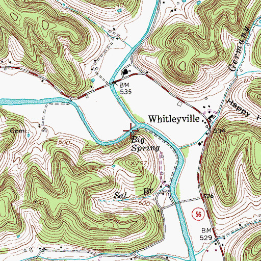 Topographic Map of Big Spring, TN