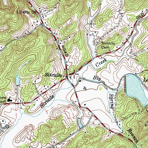 Topographic Map of Big Spring Branch, TN