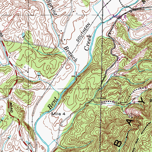 Topographic Map of Big Spring Branch, TN