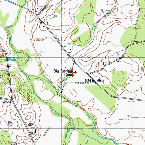 Topographic Map of Big Spring Cemetery, TN