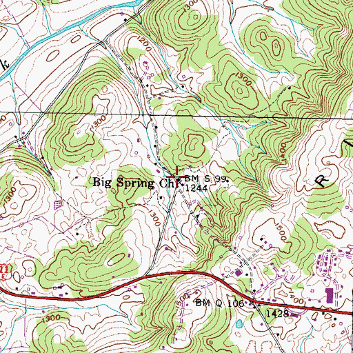 Topographic Map of Big Spring Church, TN