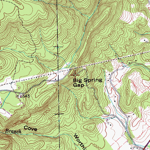 Topographic Map of Big Spring Gap, TN