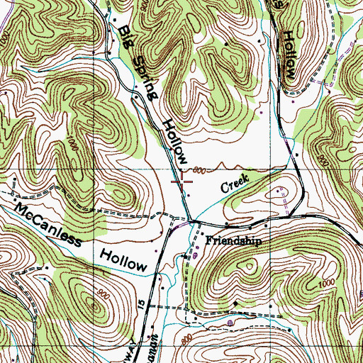 Topographic Map of Big Spring Hollow, TN