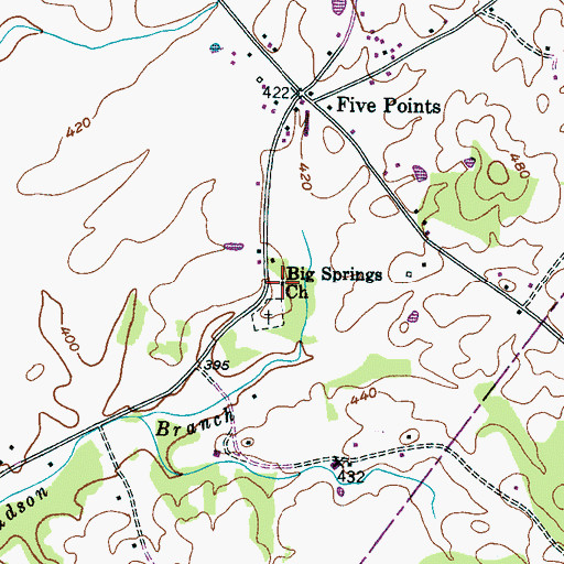 Topographic Map of Big Springs Church, TN