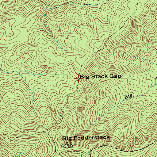 Topographic Map of Big Stack Gap, TN