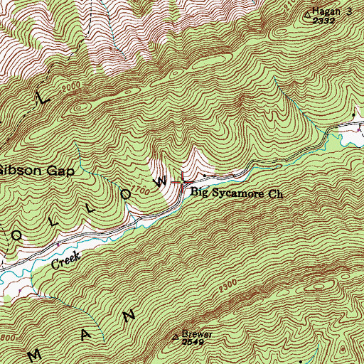 Topographic Map of Big Sycamore Church, TN