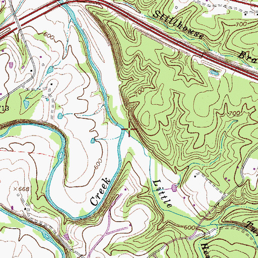 Topographic Map of Big Turnbull Creek, TN