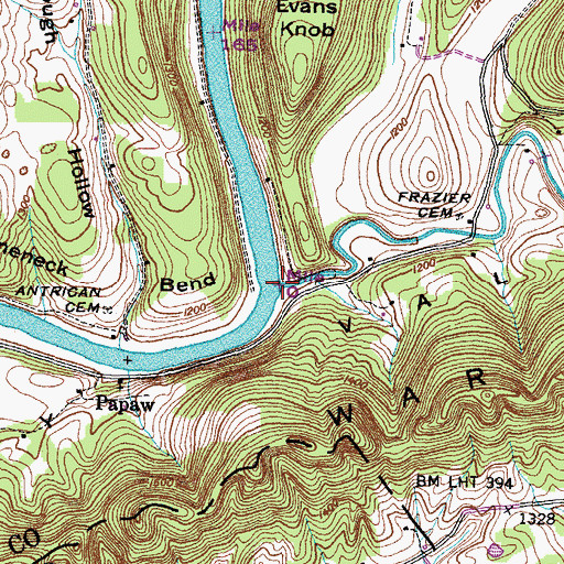 Topographic Map of Big War Creek, TN
