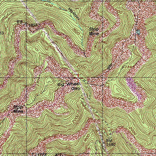 Topographic Map of Big Wheel Gap, TN