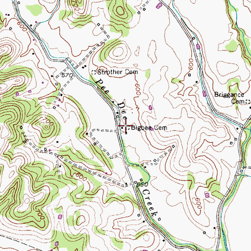 Topographic Map of Bigbee Cemetery, TN