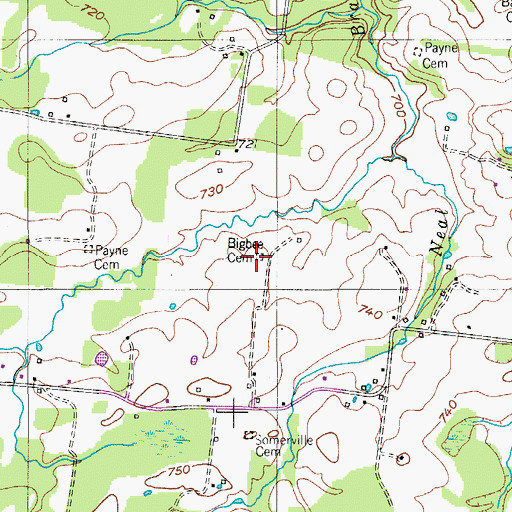 Topographic Map of Bigbee Cemetery, TN