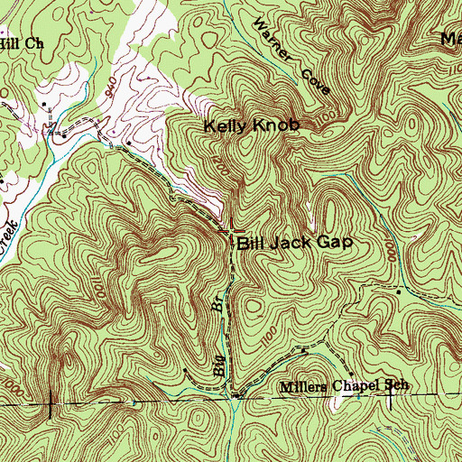 Topographic Map of Bill Jack Gap, TN