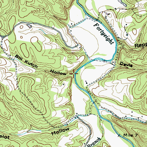 Topographic Map of Bill Kutch Hollow, TN