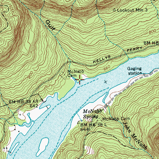 Topographic Map of Bill McNabb Gulf, TN
