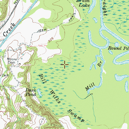 Topographic Map of Bill Wilks Swamp, TN