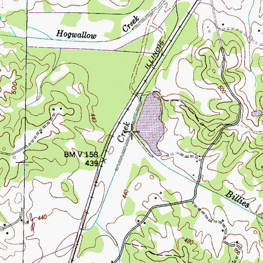 Topographic Map of Billies Creek, TN