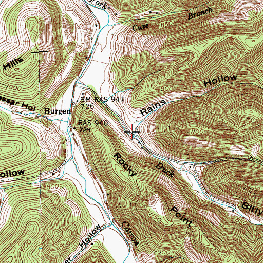 Topographic Map of Billy Hill Hollow, TN