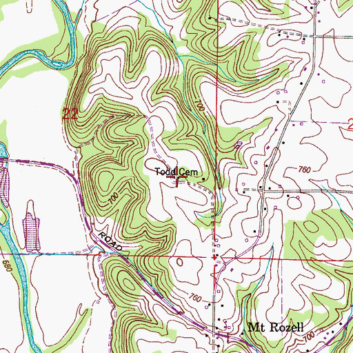 Topographic Map of Todd Cemetery, AL