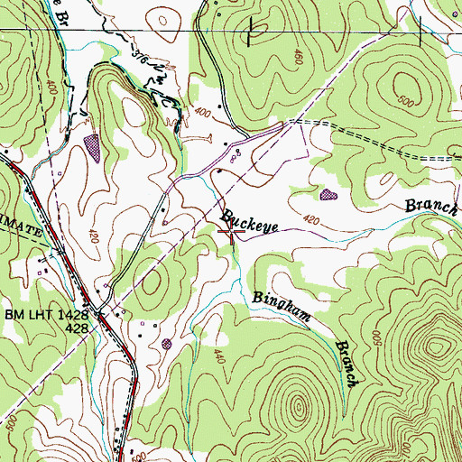 Topographic Map of Bingham Branch, TN