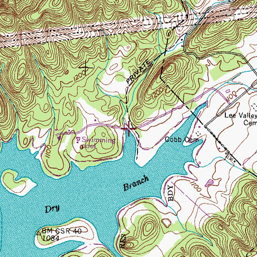 Topographic Map of Bingham Branch, TN