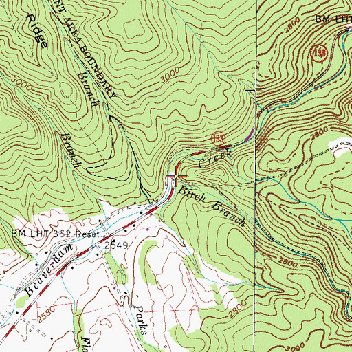 Topographic Map of Birch Branch, TN