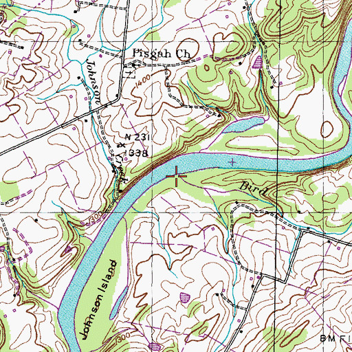 Topographic Map of Bird Branch, TN