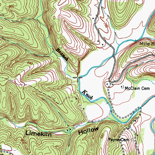 Topographic Map of Bird Branch, TN