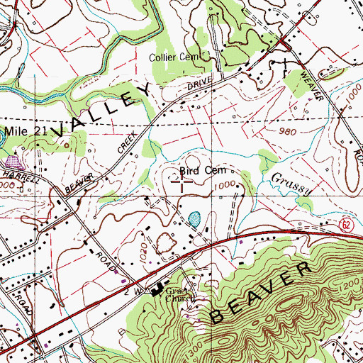 Topographic Map of Bird Cemetery, TN