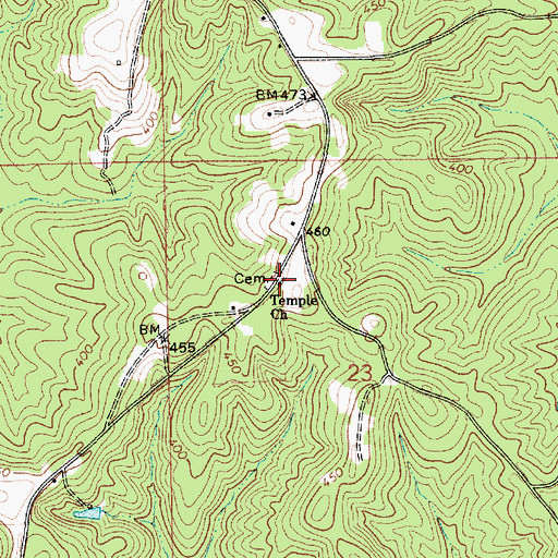 Topographic Map of Temple Church, AL