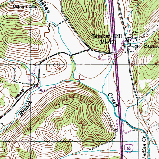 Topographic Map of Birdsong Branch, TN