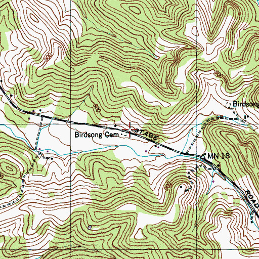 Topographic Map of Birdsong Cemetery, TN