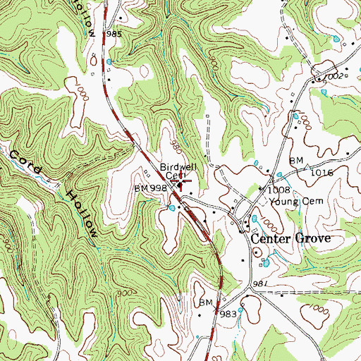 Topographic Map of Birdwell Cemetery, TN