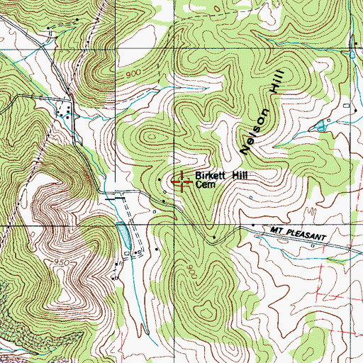 Topographic Map of Birkett Hill Cemetery, TN