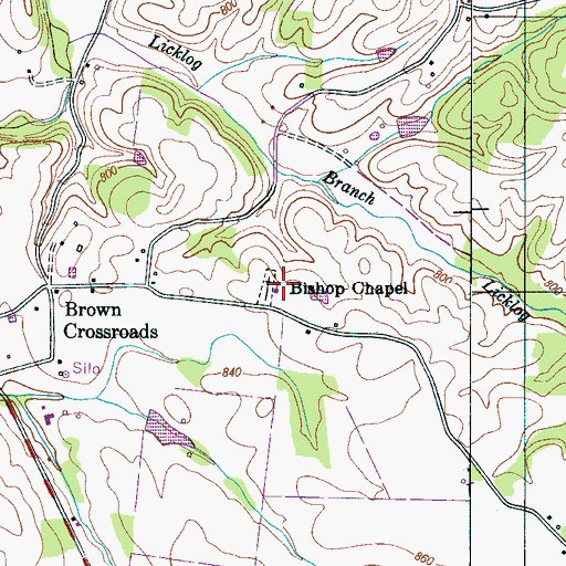 Topographic Map of Bishop Chapel, TN