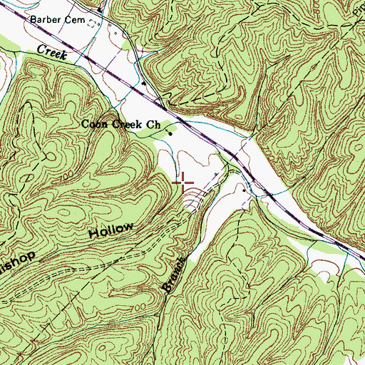 Topographic Map of Bishop Hollow, TN