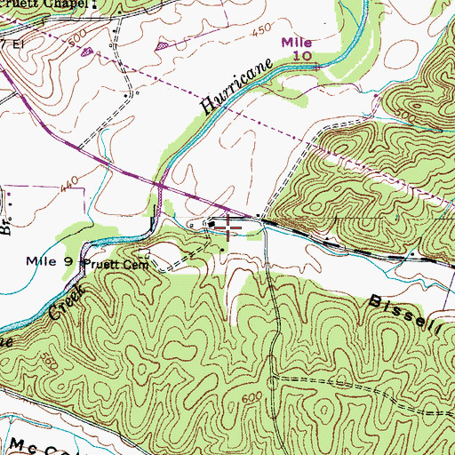 Topographic Map of Bissell Hollow, TN