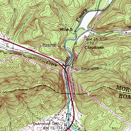 Topographic Map of Bitter Creek, TN