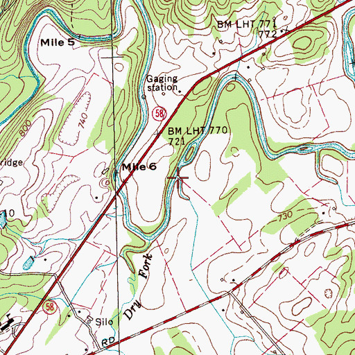 Topographic Map of Black Ankle Creek, TN