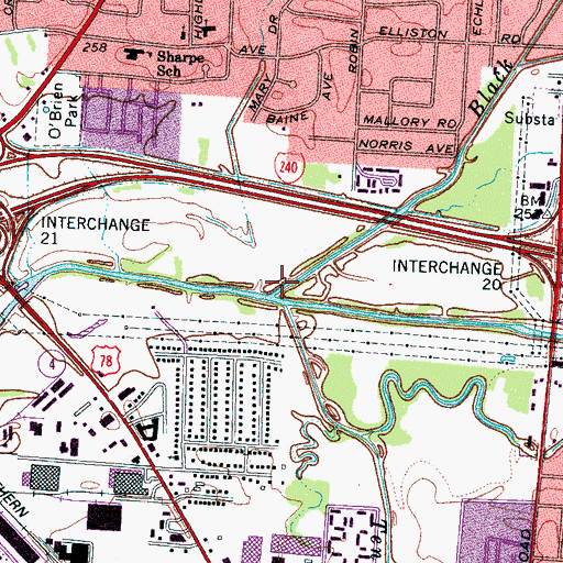 Topographic Map of Black Bayou, TN