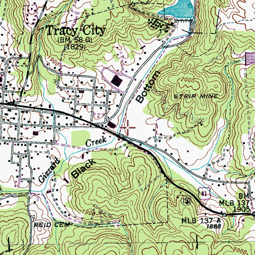 Topographic Map of Black Bottom, TN