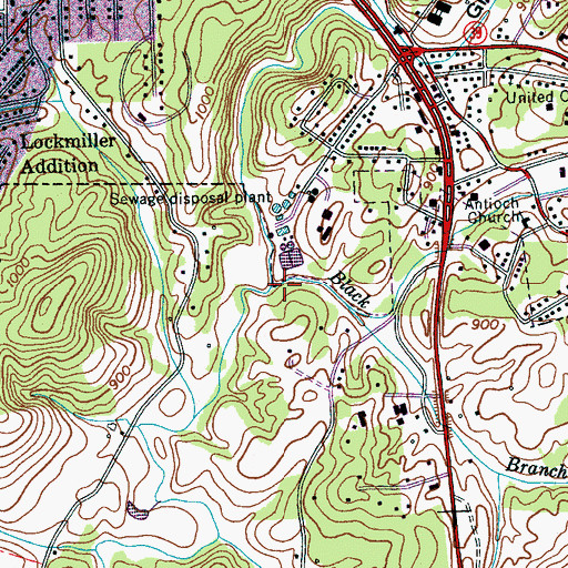 Topographic Map of Black Branch, TN
